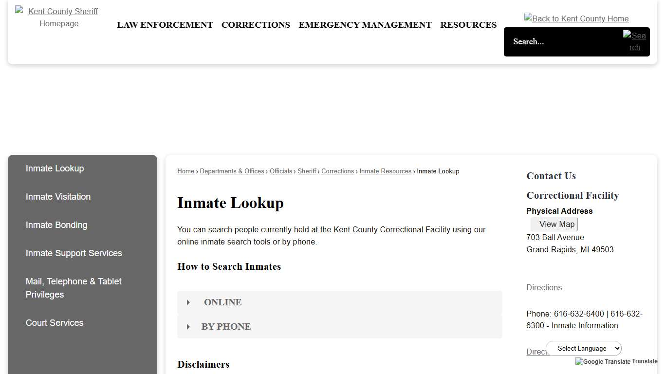 Inmate Lookup | Kent County, MI